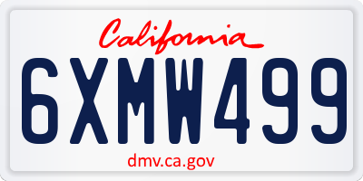 CA license plate 6XMW499
