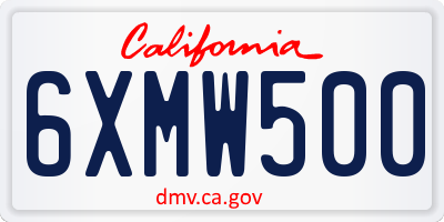 CA license plate 6XMW500