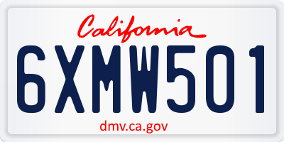 CA license plate 6XMW501