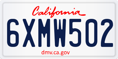 CA license plate 6XMW502