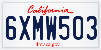 CA license plate 6XMW503