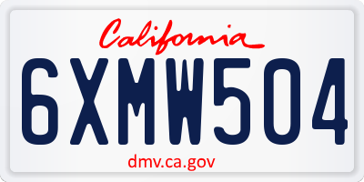 CA license plate 6XMW504