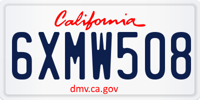 CA license plate 6XMW508