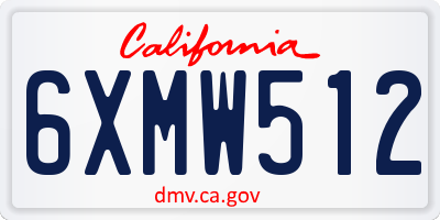 CA license plate 6XMW512