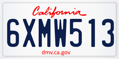 CA license plate 6XMW513