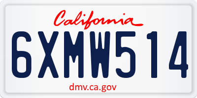 CA license plate 6XMW514