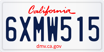 CA license plate 6XMW515