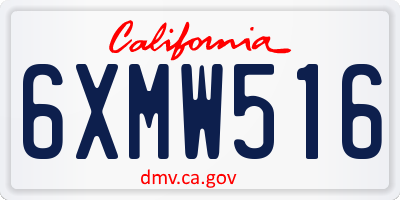 CA license plate 6XMW516