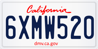 CA license plate 6XMW520