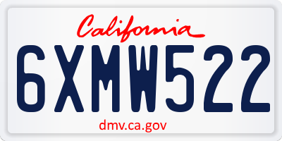CA license plate 6XMW522
