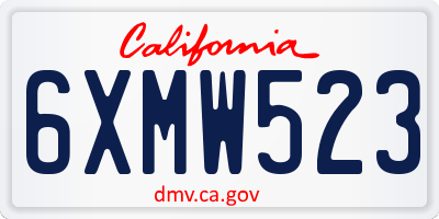 CA license plate 6XMW523