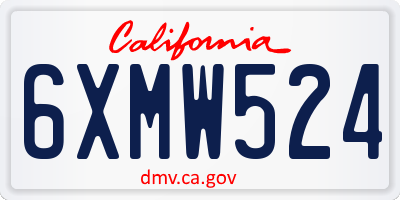 CA license plate 6XMW524
