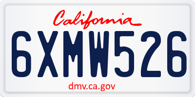 CA license plate 6XMW526