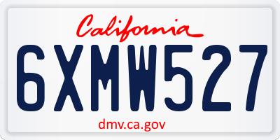 CA license plate 6XMW527
