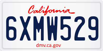 CA license plate 6XMW529