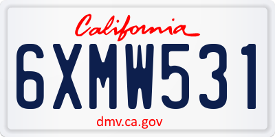 CA license plate 6XMW531