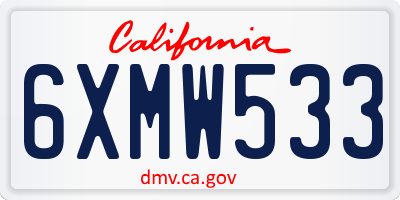 CA license plate 6XMW533