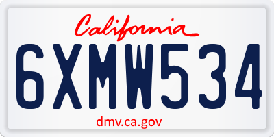 CA license plate 6XMW534