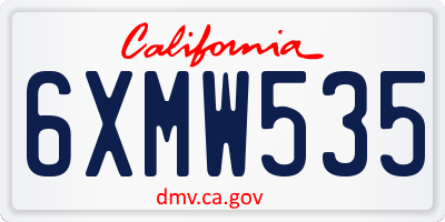 CA license plate 6XMW535