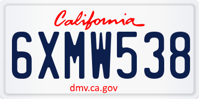 CA license plate 6XMW538