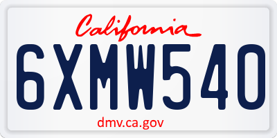CA license plate 6XMW540