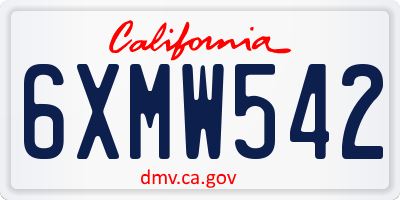 CA license plate 6XMW542