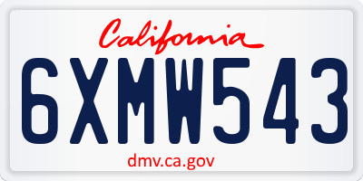 CA license plate 6XMW543