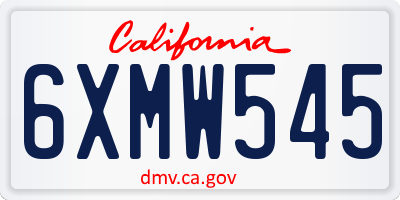 CA license plate 6XMW545