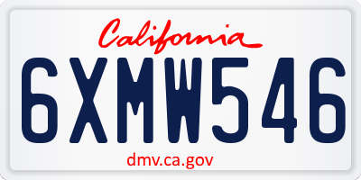 CA license plate 6XMW546