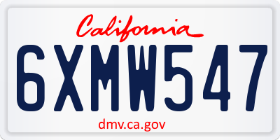 CA license plate 6XMW547