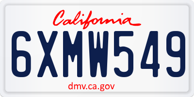 CA license plate 6XMW549
