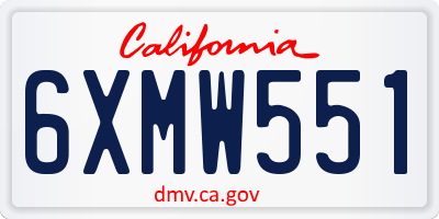 CA license plate 6XMW551