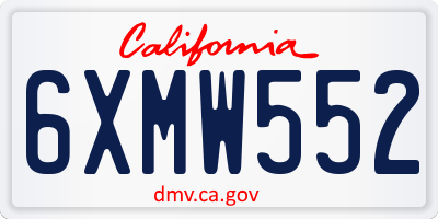 CA license plate 6XMW552