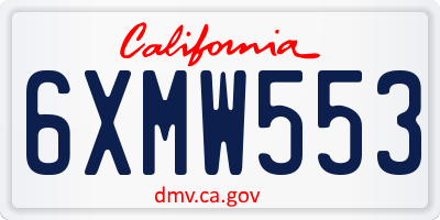 CA license plate 6XMW553