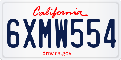 CA license plate 6XMW554