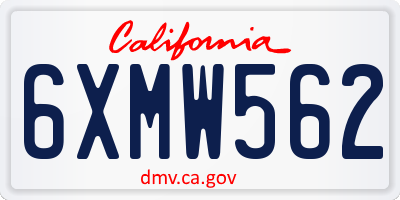 CA license plate 6XMW562