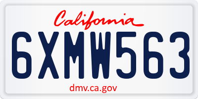 CA license plate 6XMW563
