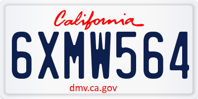 CA license plate 6XMW564