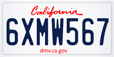 CA license plate 6XMW567