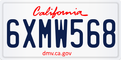 CA license plate 6XMW568