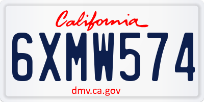 CA license plate 6XMW574