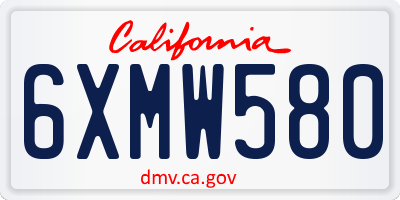 CA license plate 6XMW580
