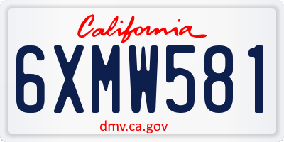 CA license plate 6XMW581