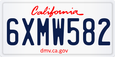 CA license plate 6XMW582