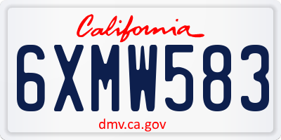CA license plate 6XMW583