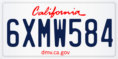 CA license plate 6XMW584