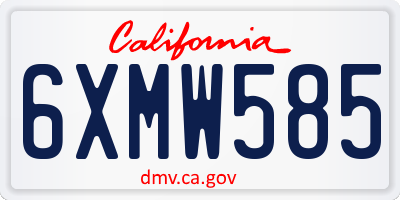 CA license plate 6XMW585