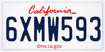CA license plate 6XMW593