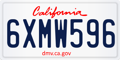 CA license plate 6XMW596