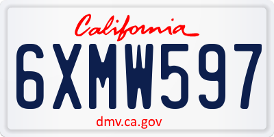 CA license plate 6XMW597